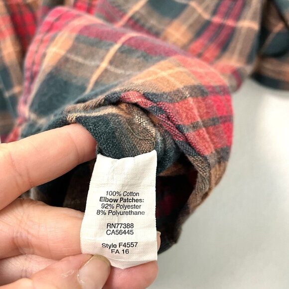 J Crew Plaid Elbow Patch Flannel Shirt Holiday Fall Winter Cabincore size Small - Picture 5 of 5